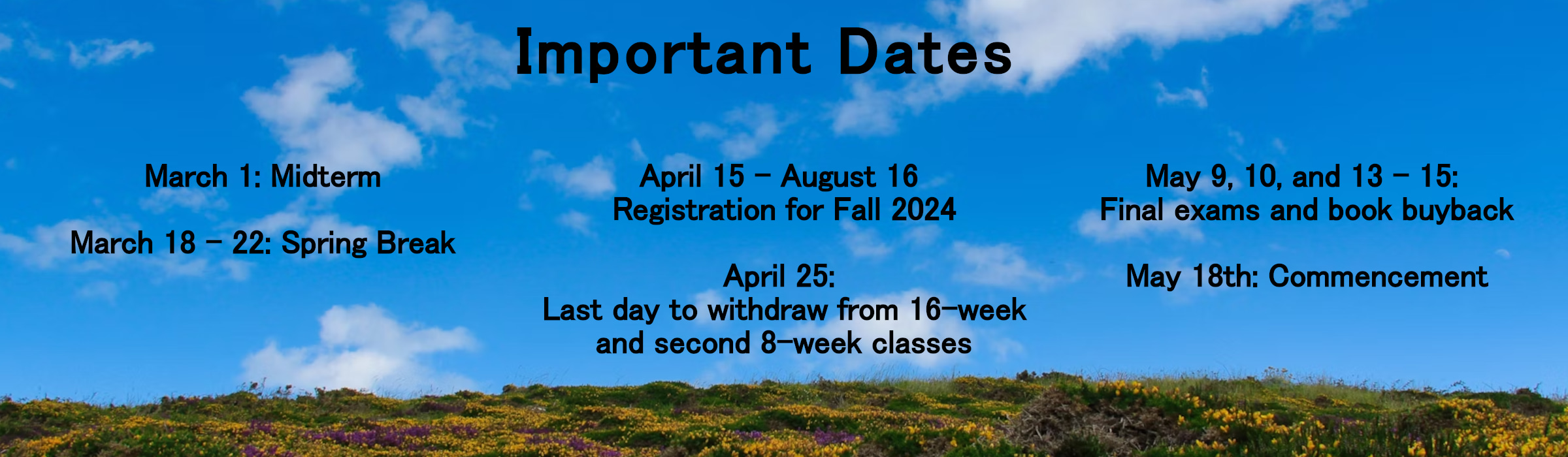 Highland Community College Bookstore Spring 2024 important dates