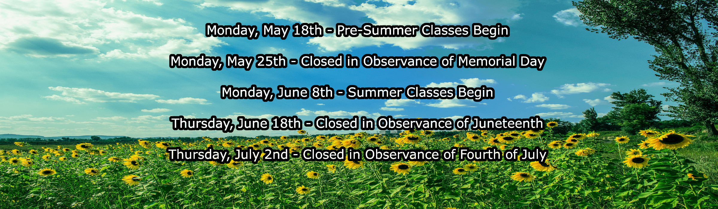 Highland Community College Summer 2026 Important Dates